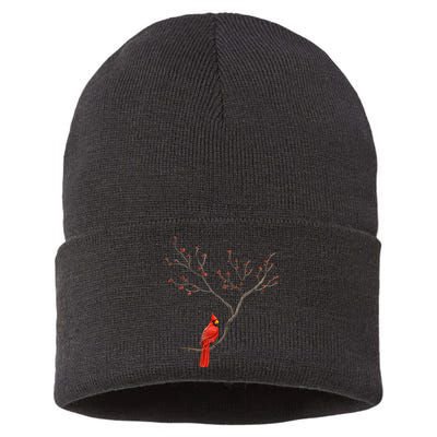 Red Cardinal Bird Lovers Birdwatching Birding Vintage Sustainable Knit Beanie