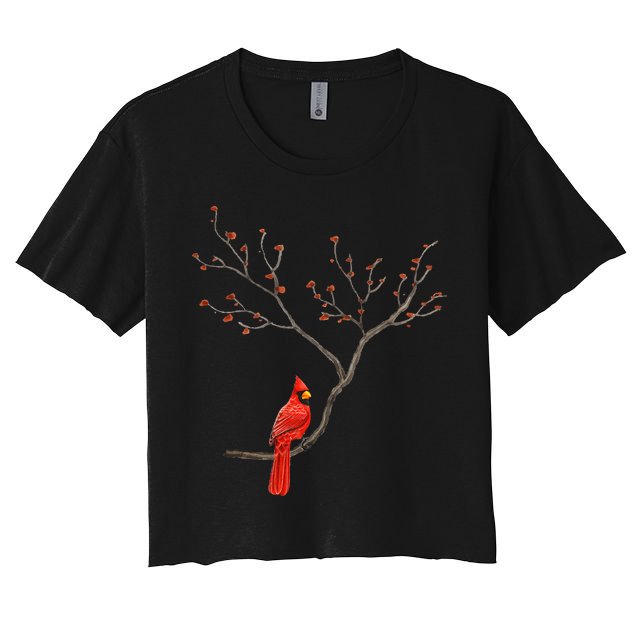 Red Cardinal Bird Lovers Birdwatching Birding Vintage Crop Top