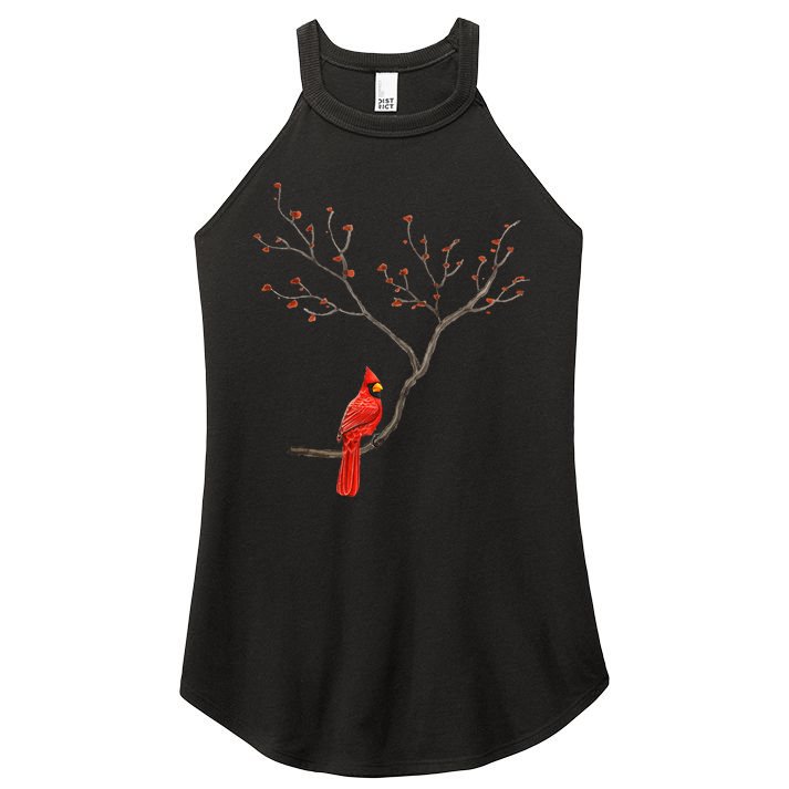Red Cardinal Bird Lovers Birdwatching Birding Vintage Women's Perfect Tri Rocker Tank