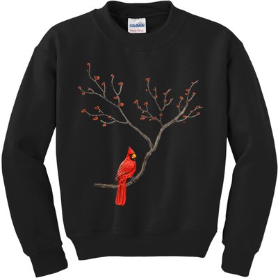 Red Cardinal Bird Lovers Birdwatching Birding Vintage Kids Sweatshirt