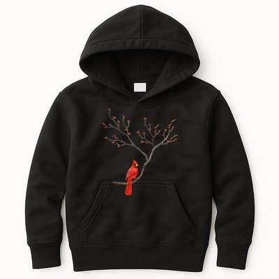 Red Cardinal Bird Lovers Birdwatching Birding Vintage Kids Hoodie