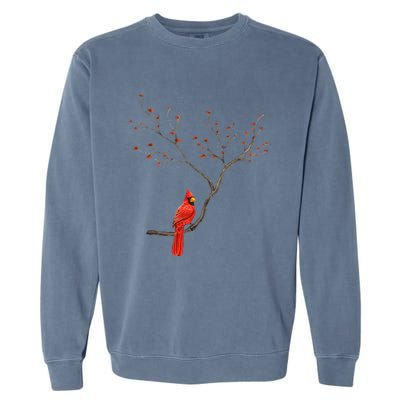 Red Cardinal Bird Lovers Birdwatching Birding Vintage Garment-Dyed Sweatshirt