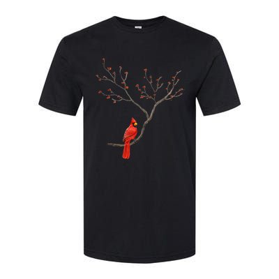 Red Cardinal Bird Lovers Birdwatching Birding Vintage Softstyle CVC T-Shirt