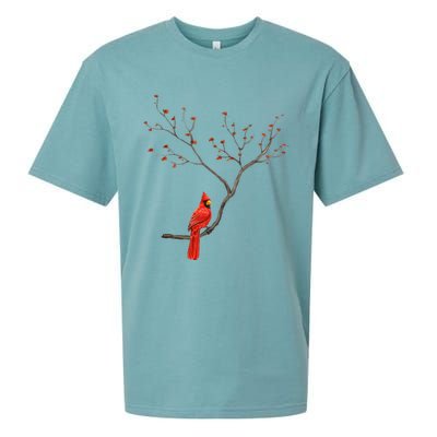 Red Cardinal Bird Lovers Birdwatching Birding Vintage Sueded Cloud Jersey T-Shirt