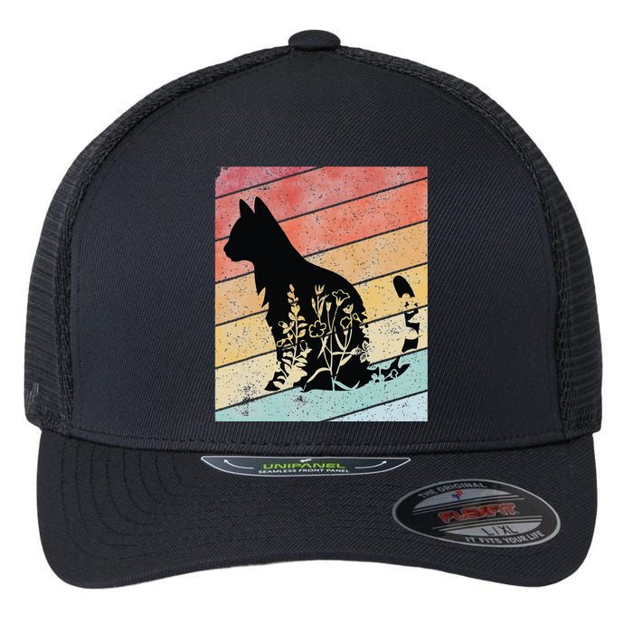 Retro Cat Black Cat Vintage Cat Flexfit Unipanel Trucker Cap