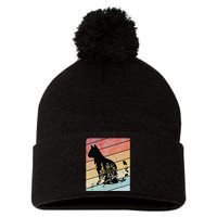 Retro Cat Black Cat Vintage Cat Pom Pom 12in Knit Beanie