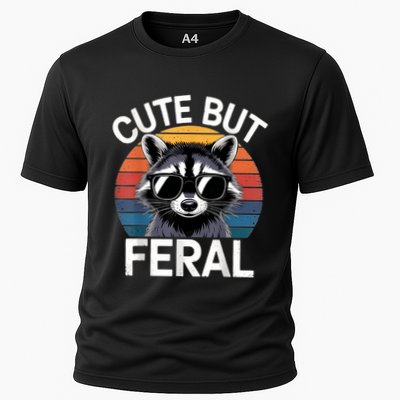 Racoon Cute But Feral Humor Funny Performance Shirt