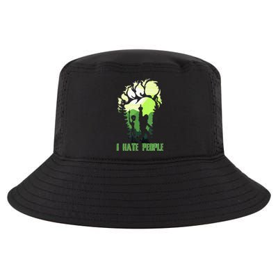 Retro Camping Bigfoot Sasquatch Middle Finger I Hate People Cool Comfort Performance Bucket Hat