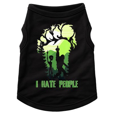 Retro Camping Bigfoot Sasquatch Middle Finger I Hate People Doggie Tank