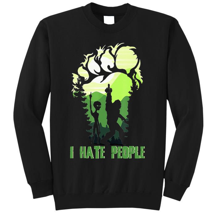 Retro Camping Bigfoot Sasquatch Middle Finger I Hate People Sweatshirt