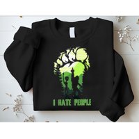 Retro Camping Bigfoot Sasquatch Middle Finger I Hate People Sweatshirt