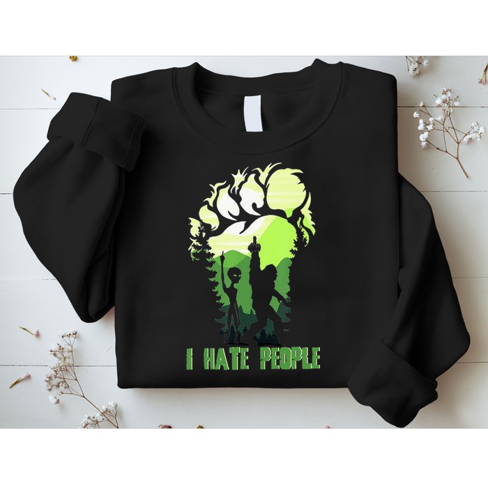 Retro Camping Bigfoot Sasquatch Middle Finger I Hate People Sweatshirt