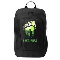 Retro Camping Bigfoot Sasquatch Middle Finger I Hate People City Backpack