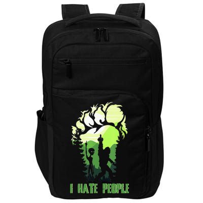 Retro Camping Bigfoot Sasquatch Middle Finger I Hate People Impact Tech Backpack
