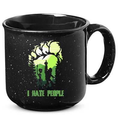 Retro Camping Bigfoot Sasquatch Middle Finger I Hate People 15oz Campfire Ceramic Mug