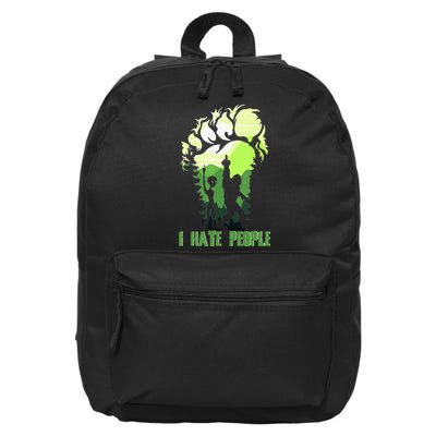 Retro Camping Bigfoot Sasquatch Middle Finger I Hate People 16 in Basic Backpack