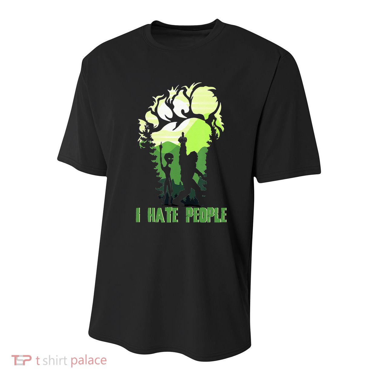 Retro Camping Bigfoot Sasquatch Middle Finger I Hate People Youth Performance Sprint T-Shirt
