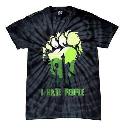 Retro Camping Bigfoot Sasquatch Middle Finger I Hate People Tie-Dye T-Shirt