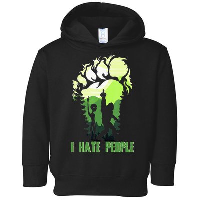Retro Camping Bigfoot Sasquatch Middle Finger I Hate People Toddler Hoodie