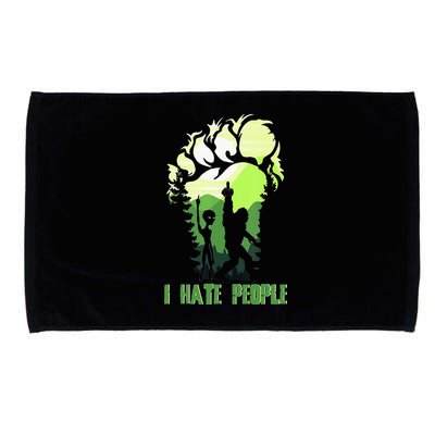 Retro Camping Bigfoot Sasquatch Middle Finger I Hate People Microfiber Hand Towel