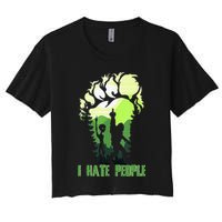 Retro Camping Bigfoot Sasquatch Middle Finger I Hate People Crop Top