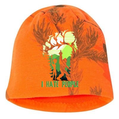 Retro Camping Bigfoot Sasquatch Middle Finger I Hate People Kati - Camo Knit Beanie