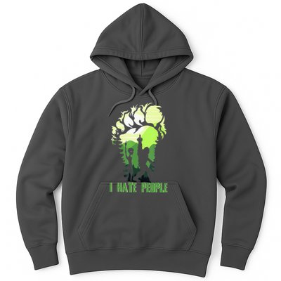 Retro Camping Bigfoot Sasquatch Middle Finger I Hate People Hoodie