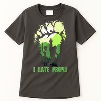 Retro Camping Bigfoot Sasquatch Middle Finger I Hate People Tall T-Shirt