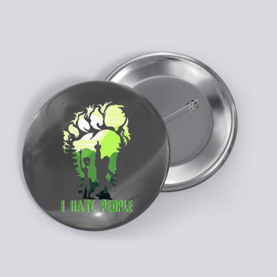 Retro Camping Bigfoot Sasquatch Middle Finger I Hate People Button