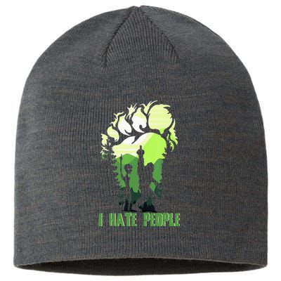 Retro Camping Bigfoot Sasquatch Middle Finger I Hate People Sustainable Beanie