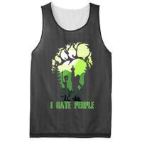 Retro Camping Bigfoot Sasquatch Middle Finger I Hate People Mesh Reversible Basketball Jersey Tank