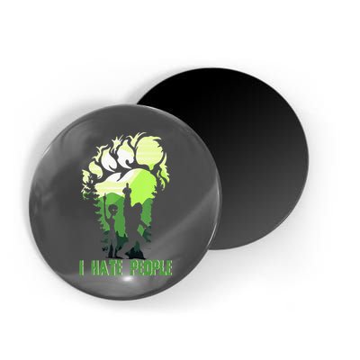 Retro Camping Bigfoot Sasquatch Middle Finger I Hate People Magnet