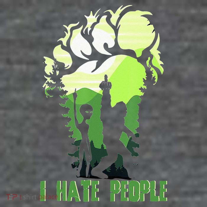 Retro Camping Bigfoot Sasquatch Middle Finger I Hate People Magnet
