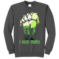 Retro Camping Bigfoot Sasquatch Middle Finger I Hate People Tall Sweatshirt