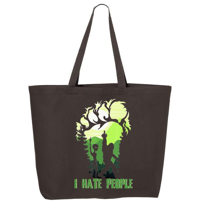 Retro Camping Bigfoot Sasquatch Middle Finger I Hate People 25L Jumbo Tote