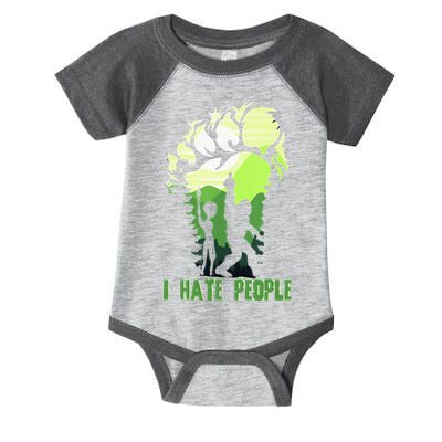 Retro Camping Bigfoot Sasquatch Middle Finger I Hate People Infant Baby Jersey Bodysuit