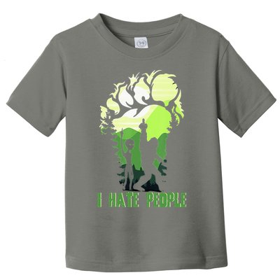Retro Camping Bigfoot Sasquatch Middle Finger I Hate People Toddler T-Shirt