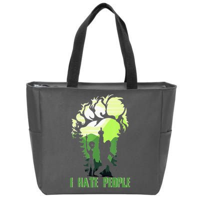 Retro Camping Bigfoot Sasquatch Middle Finger I Hate People Zip Tote Bag