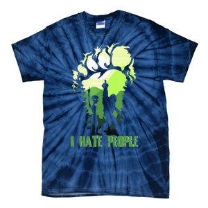 Retro Camping Bigfoot Sasquatch Middle Finger I Hate People Tie-Dye T-Shirt