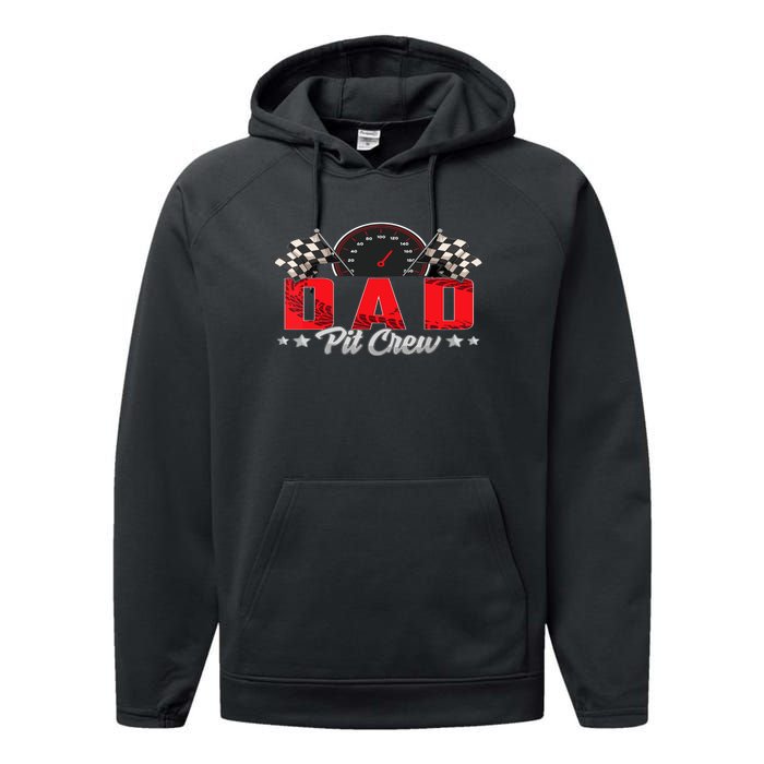 Race Car Birthday Party Racing Family Dad Pit Crew Performance Fleece Hoodie