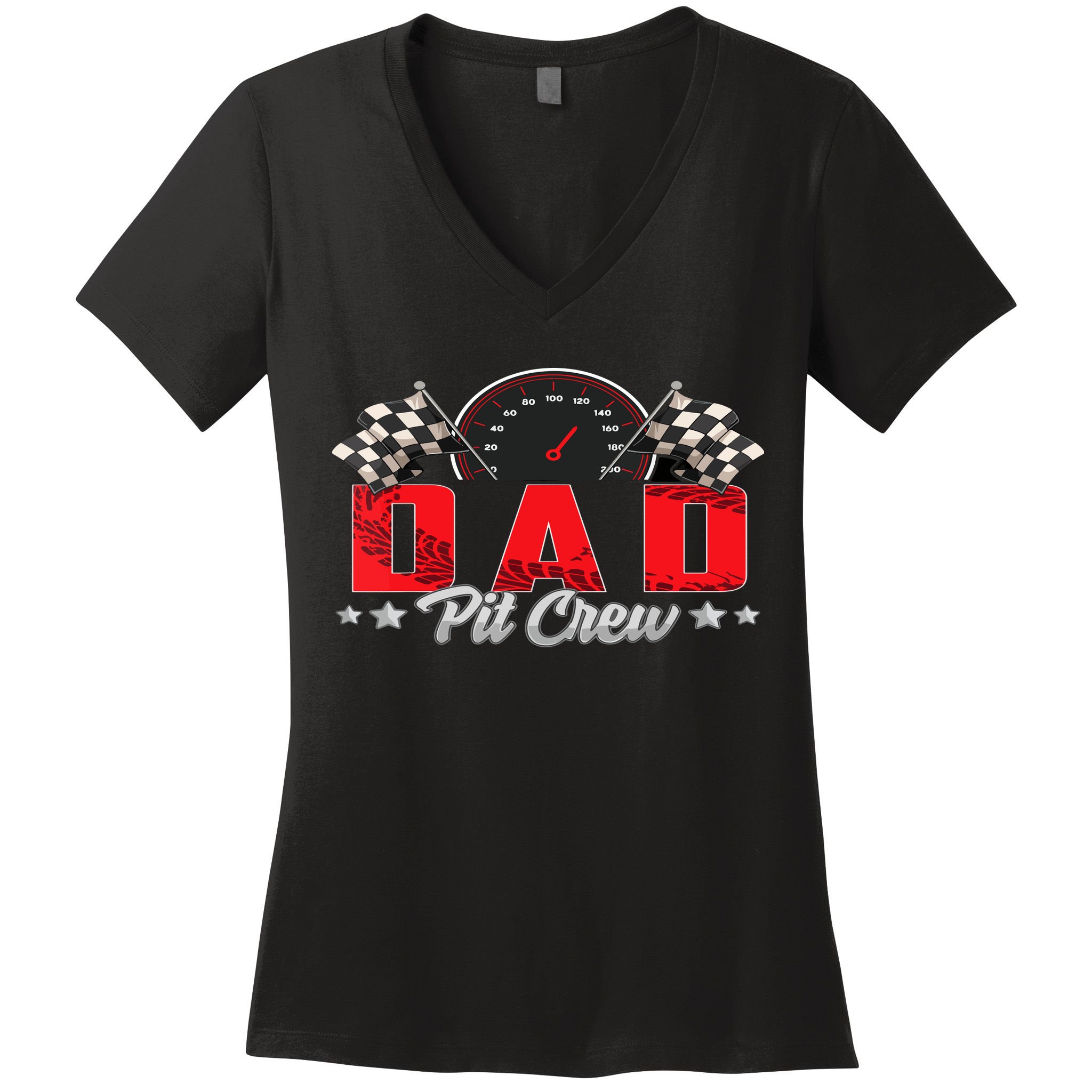 Race Car Birthday Party Racing Family Dad Pit Crew Women's V-Neck T-Shirt