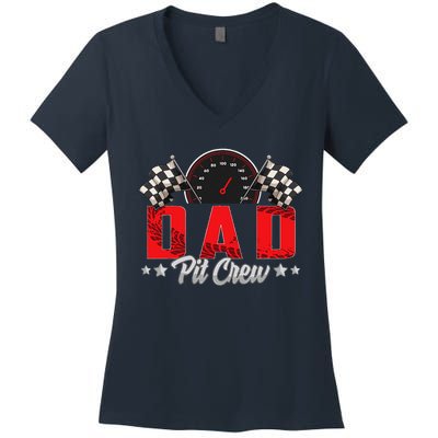 Race Car Birthday Party Racing Family Dad Pit Crew Women's V-Neck T-Shirt