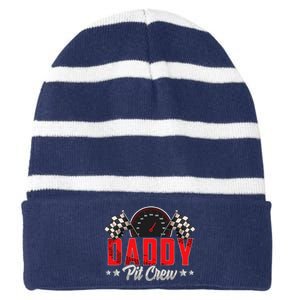 Race Car Birthday Party Racing Family Daddy Pit Crew Striped Beanie with Solid Band