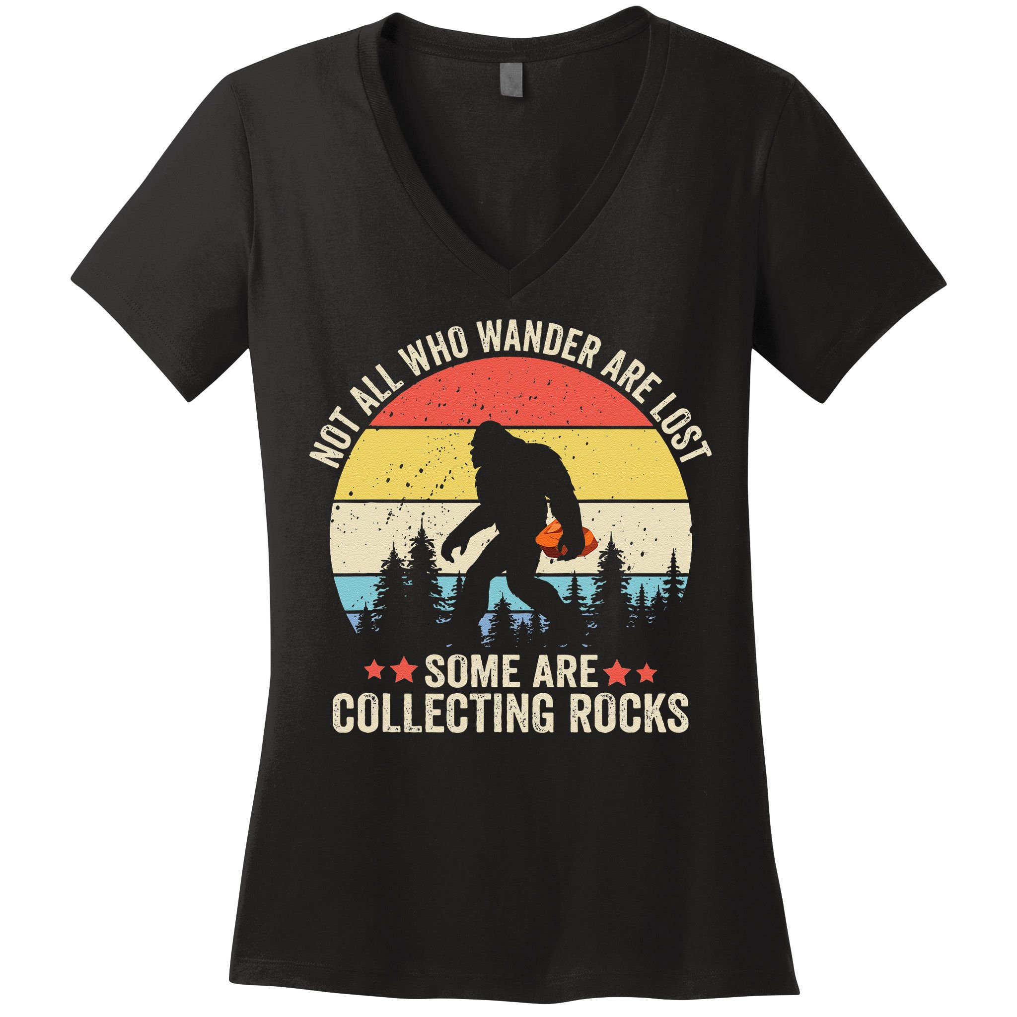 Rock Collector Bigfoot For Rockhound Geologist Geod Hunter Women's V-Neck T-Shirt