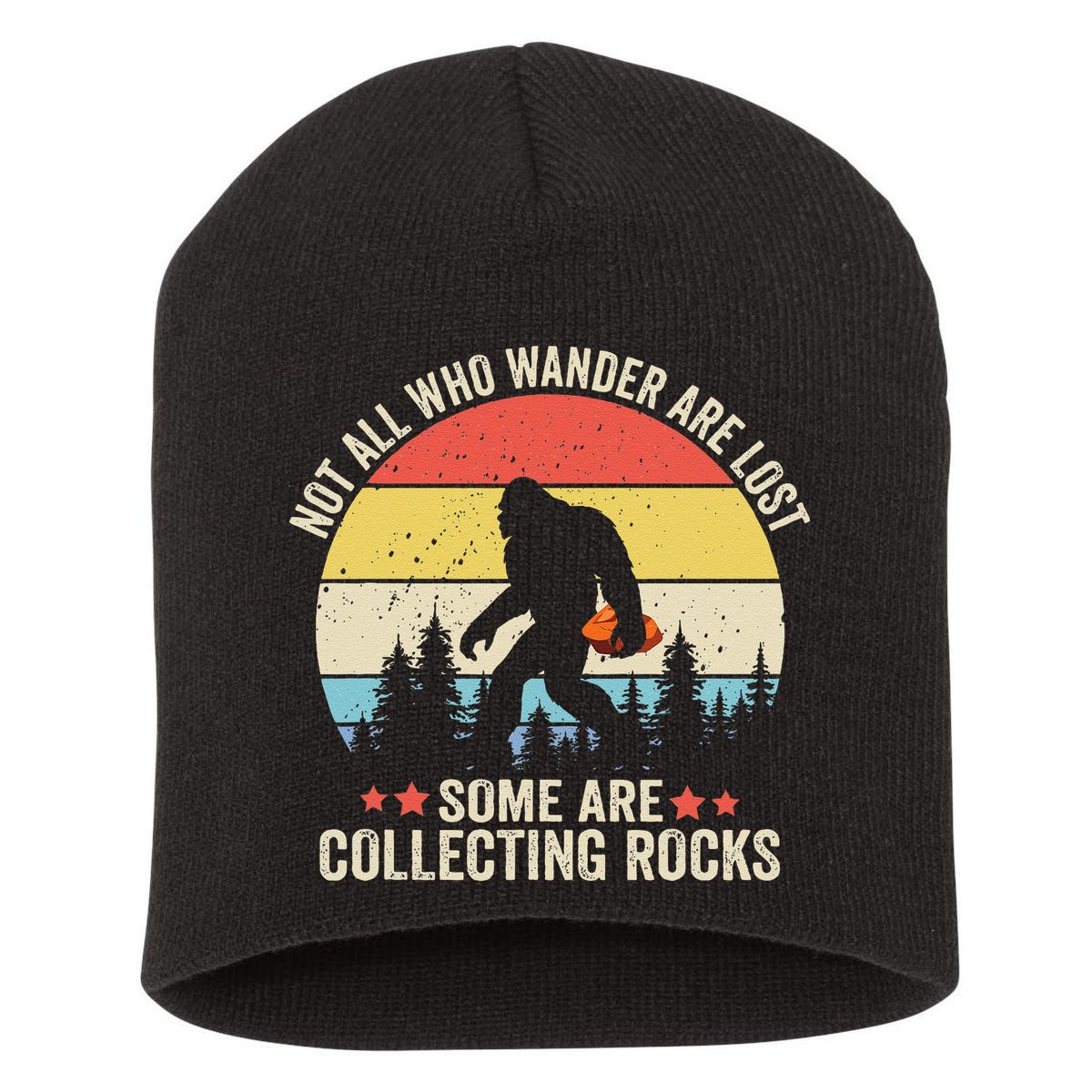 Rock Collector Bigfoot For Rockhound Geologist Geod Hunter Short Acrylic Beanie