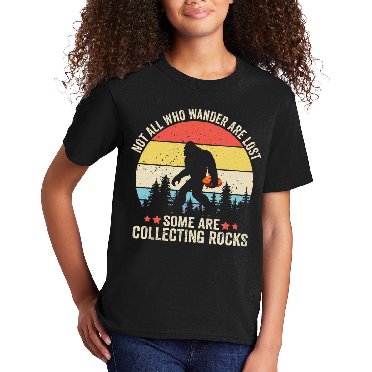 Rock Collector Bigfoot For Rockhound Geologist Geod Hunter Kids T-Shirt