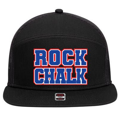 Rock Chalk Blue & Red Apparel Cool & Classic Rock Chalk Gear 7 Panel Mesh Trucker Snapback Hat