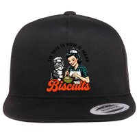 Retro Cat Biscuit So This Is How U Make Biscuits Flat Bill Trucker Hat