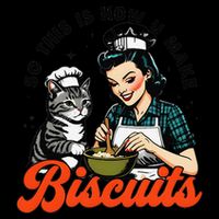 Retro Cat Biscuit So This Is How U Make Biscuits Flat Bill Trucker Hat