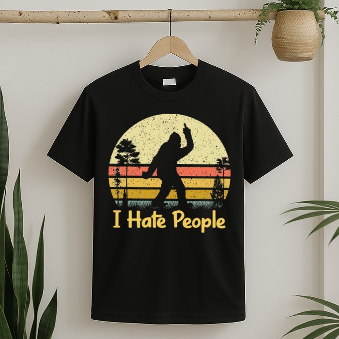 Retro Camping Bigfoot Sasquatch Middle T-Shirt